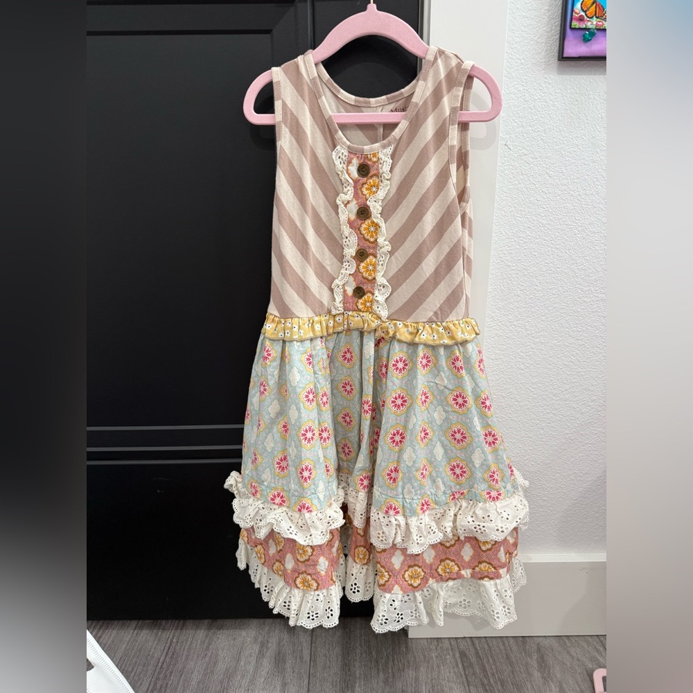 Mustard Pie Striped and Floral Kids Dress
